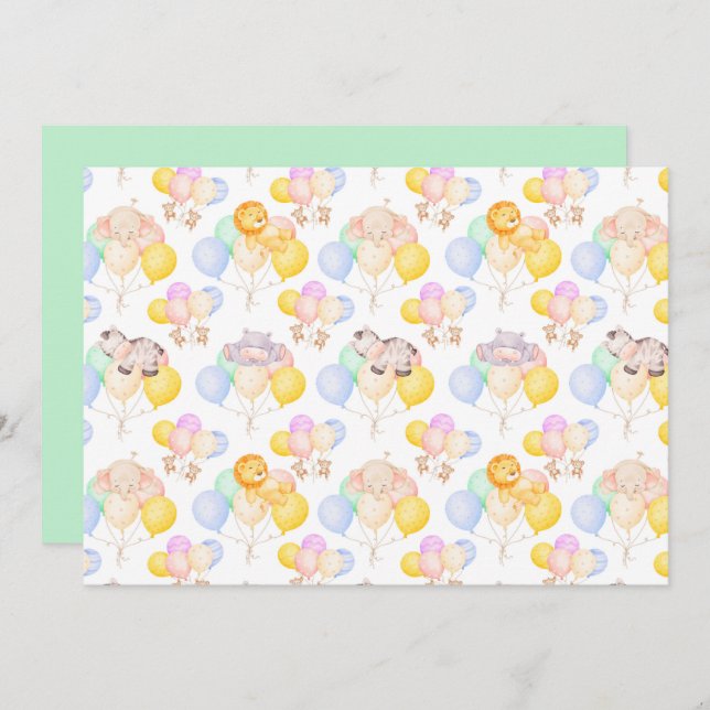 Cartão De Notas Unique Safari Animals Baby Shower Note Card (Frente/Verso)