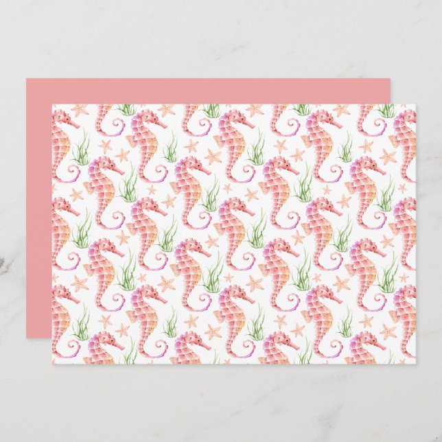 Cartão De Notas Unique Seahorses Note Card (Frente/Verso)