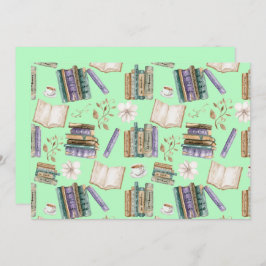 Cartão De Notas Unique Vintage Books Note Card in Green