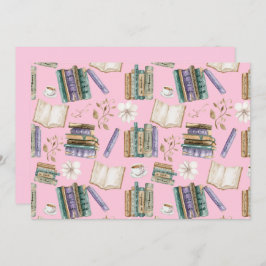 Cartão De Notas Unique Vintage Books Note Card in Pink