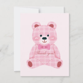 Cartão De Notas Ursinho Gingham Rosa