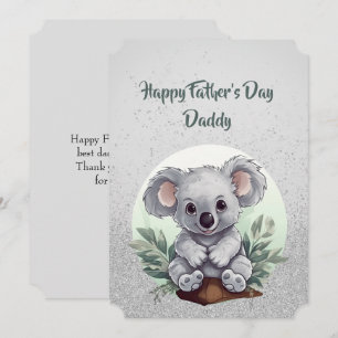 Cartão De Notas Urso Coala Pequenino Fofinho Feliz Dia dos Pais P