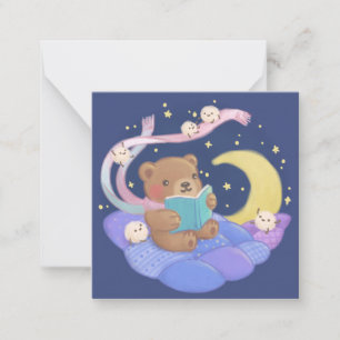 Cartão De Notas Urso de Pelúcia Lendo c/ Ilustração de Monstros Fo