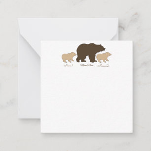 Cartão De Notas Urso Mãe Personalizado Com 2 Nomes de Filhos Prese