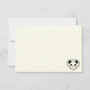 Cartão De Notas Urso Panda Fofo Desenho Animado Branco Creme