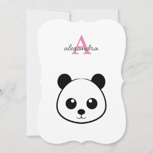 Cartão De Notas Urso panda fofo monograma personalizada