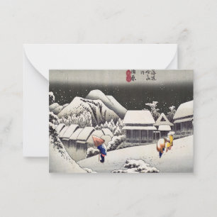 Cartão De Notas Utagawa Hiroshige - Neve à noite em Kanbara