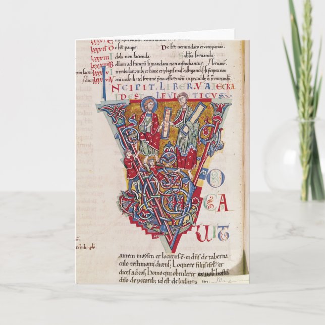 Cartão De Notas "V" inicial historiado que representa uma cena (Frente)