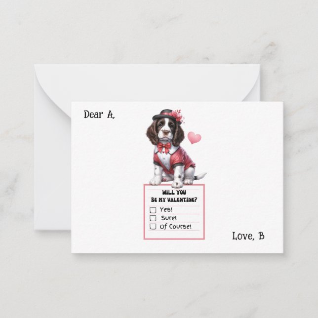 Cartão De Notas Valentim do Cocker Spaniel Inglês Personalizável  (Frente)