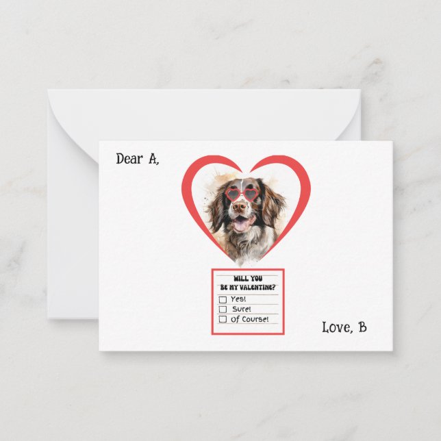 Cartão De Notas Valentine Cão de Springer Inglês Personalizável  (Frente)