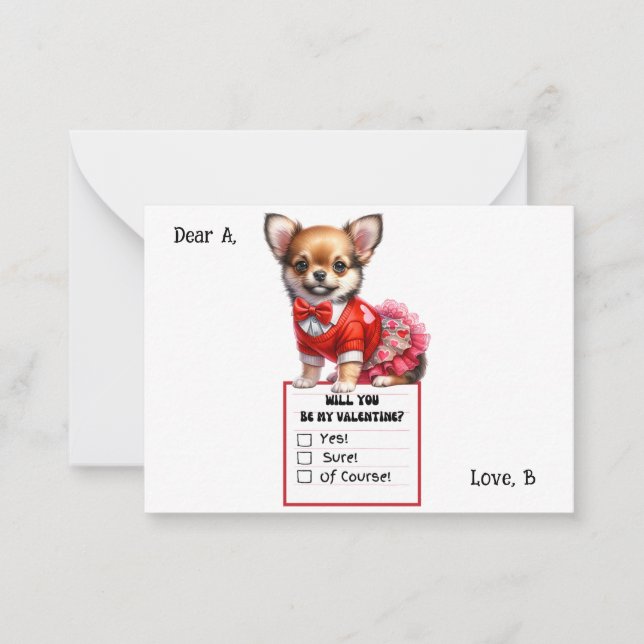 Cartão De Notas Valentine de Cachorrinho Chihuahua Personalizável (Frente)