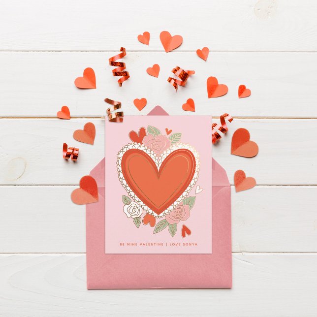 Cartão De Notas Valentine de Coração Clássico (Criador carregado)