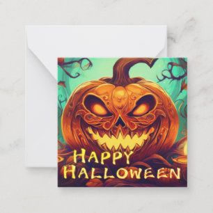 Cartão De Notas Velas de Abóbora Dentada Brilham Arte de Halloween