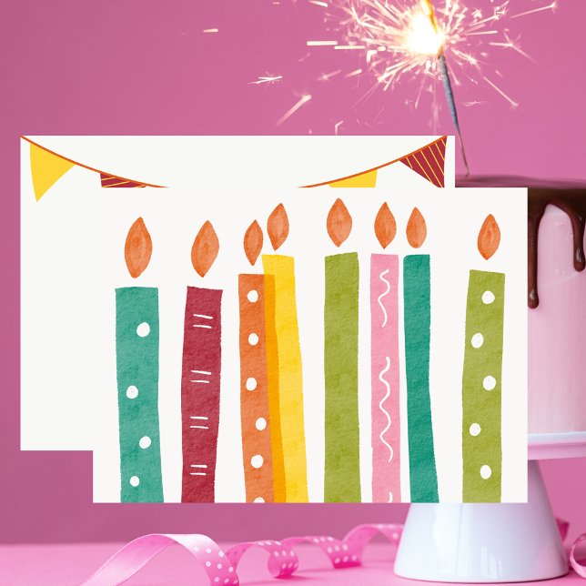 Cartão De Notas Velas de Aniversário Simples Moderna (Criador carregado)