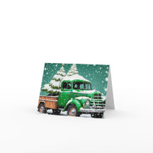 Velho Caminhão Verde com Árvore de Natal nas costa