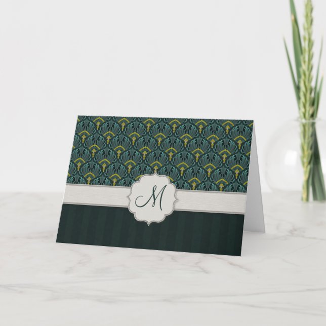 Cartão De Notas Ventiladores e tiras de punho com teal com monogra (Frente)