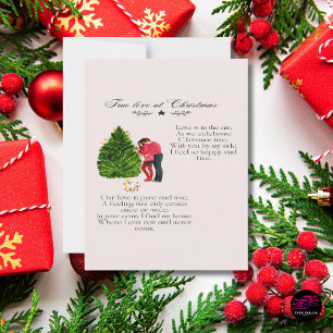 Cartão De Notas Verdadeiro Amor no Natal Poema de Casal Romântico