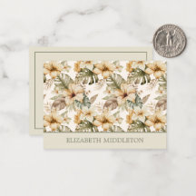 Verde e Creme Aquarela Tropical Floral