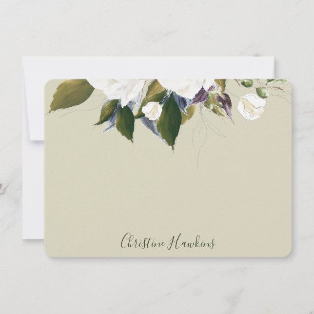 Cartão De Notas Verde Personalizado Deixa Aquarela Verde (Frente)