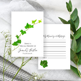 Cartão De Notas Verdes Inglês Ivy Vine Compartilha Memória Funeral