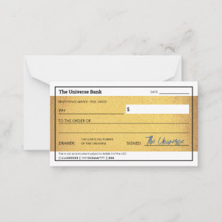 Cartão De Notas Verificação de Abundância do vazio Lei Dourada de