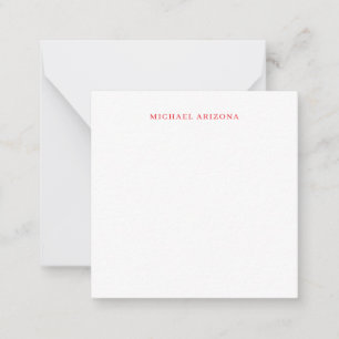 Cartão De Notas Vermelho Branco Minimalista Simples Moderno Nome P