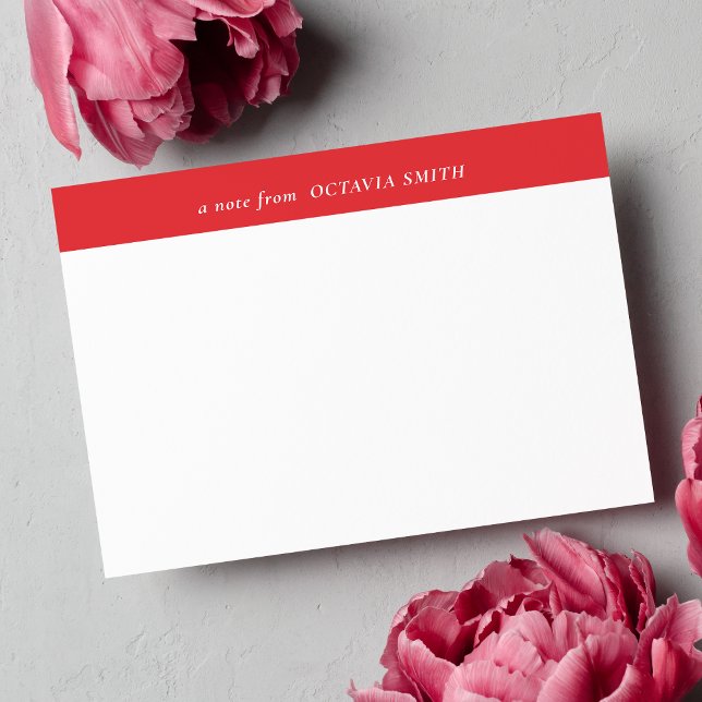 CARTÃO DE NOTAS VERMELHO CHIC PERSONALIZADO NOME DE FAMÍLIA MONOGR (Criador carregado)