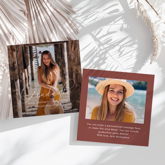 Cartão De Notas Vermelho de Foto do Script Branco do Elegante Form (Criador carregado)