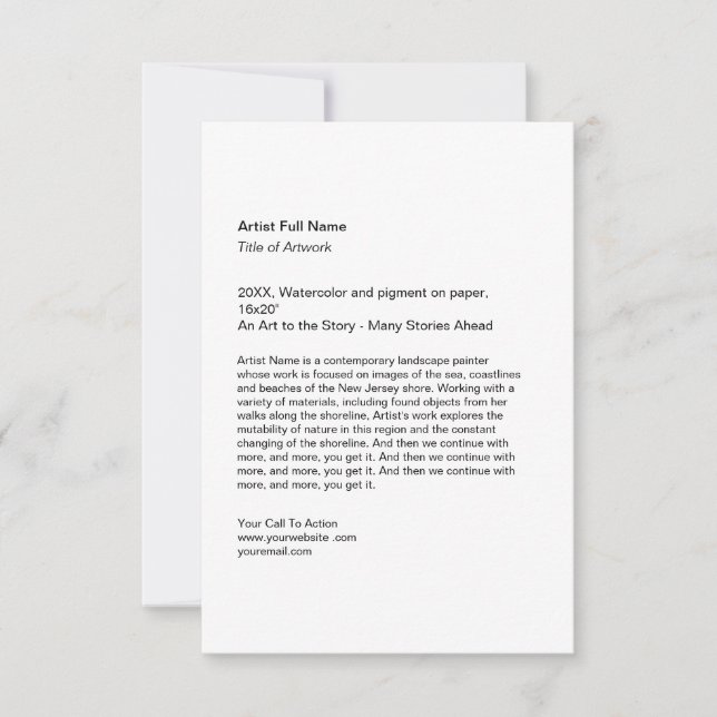 Cartão De Notas Vertical Artwork Exhibition Art Show Placards (Frente)