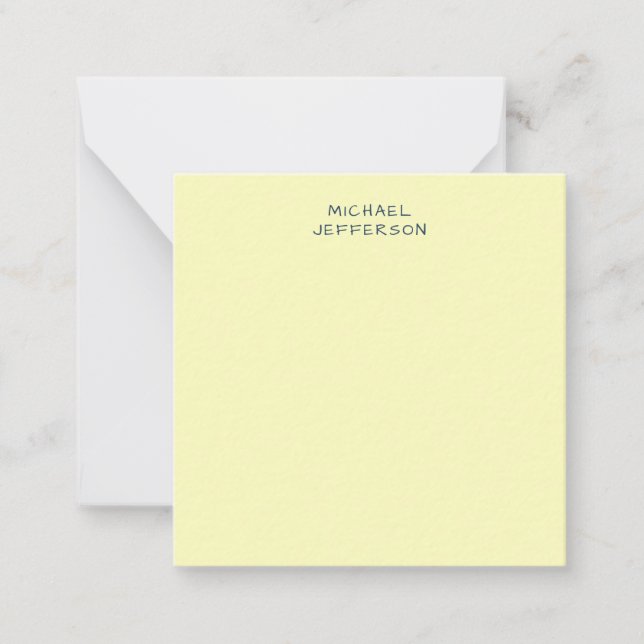 Cartão De Notas Very Pale Yellow Minimalist Plain Modern Name (Frente)