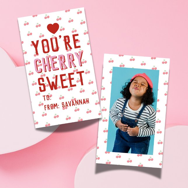 Cartão De Notas Very Sweet Red Cherry Valentine's Classroom Card (Very Sweet Red Cherry Valentine's Classroom Card)