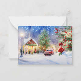 Cartão De Notas Véspera de Natal na mini loja da esquina
