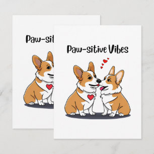 Cartão De Notas Vibes Corgis no Amor