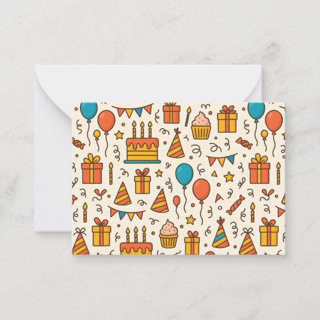 Cartão De Notas Vibrant Birthday Party Seamless Pattern (Frente)