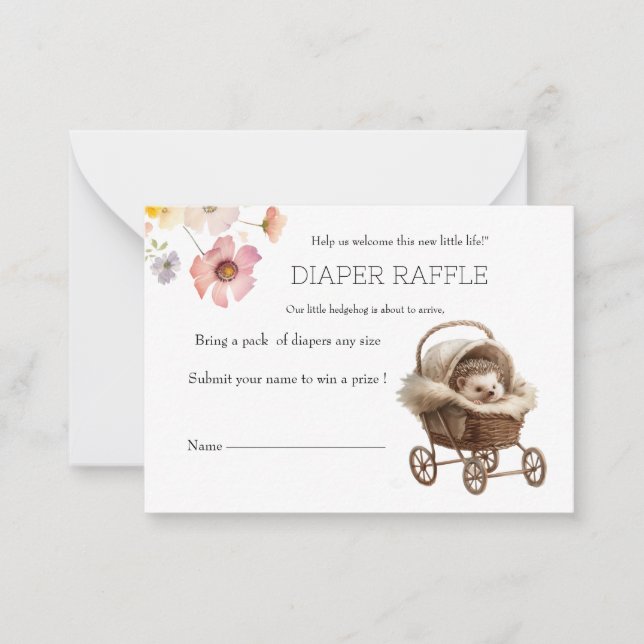 Cartão De Notas Victorian Baby Hedgehog Fralda Raffle (Frente)