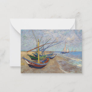 Cartão De Notas Vincent van Gogh - Barcos de Pesca na Praia