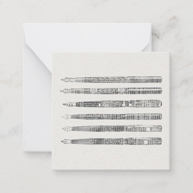 Cartão De Notas Vintage Caneta Newspaper Art Illustration (Frente)