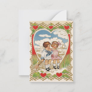 Cartão De Notas Vintage Crianças Dias de os namorados Vitorianas n