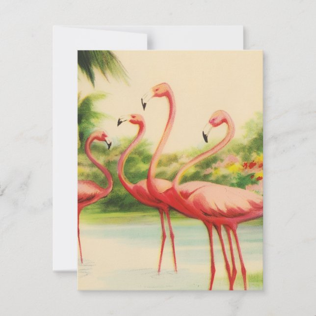 Cartão De Notas Vintage Flamingos (Frente)