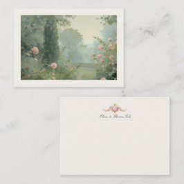Cartão De Notas Vintage Garden French Chateau Blush Wedding Couple