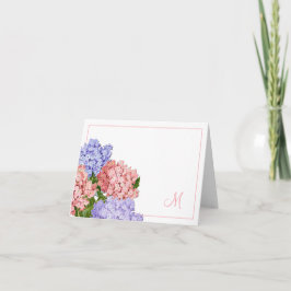 Cartão De Notas Vintage Hydrangea Pink Purple Monograma