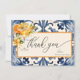 Cartão De Notas Vintage Italiano | Citrus Orange | Floral Obrigado