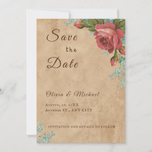 Cartão De Notas Vintage Paper Save the Date (O Artesanato de papel