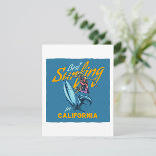 Cartão De Notas Vintage Skeleton surfing California Beach