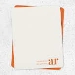 Cartão De Notas Vintage Typografia Monograma Retro Orange Na moda<br><div class="desc">Um design de monograma vintage com uma tipografia retrô que pode ser facilmente personalizada com seu nome e iniciais para criar um design de papelaria personalizado! O design apresenta um fundo clássico de creme de marfim de estilo antigo junto com um tipo laranja com um fundo complementar no reverso.</div>