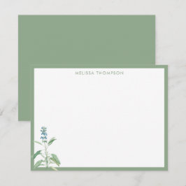 Cartão De Notas Vintagem Verde Sage Personalizada