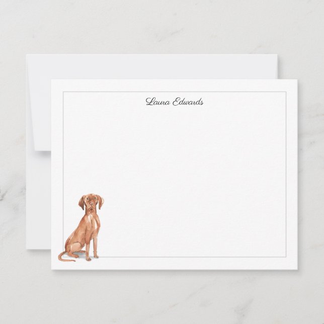 Cartão De Notas Vizsla Dog Gray Border Personalized (Frente)