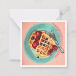 Cartão De Notas Waffles e Frutas Vermelhas