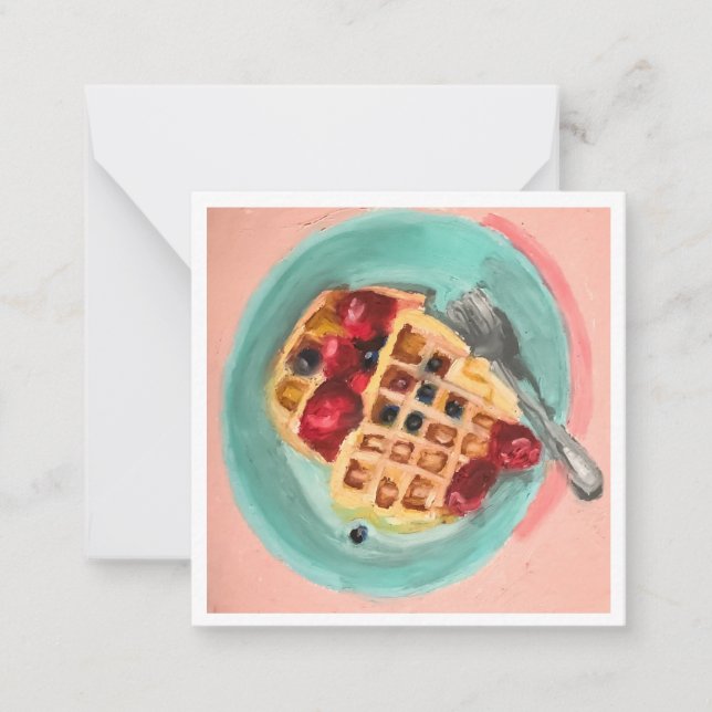 Cartão De Notas Waffles e Frutas Vermelhas (Frente)