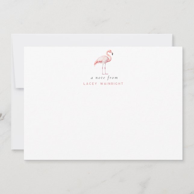 Cartão De Notas Waterccolor Flamingo - Carta Personalizada (Frente)
